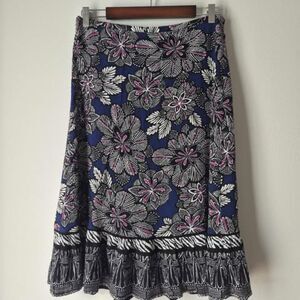 Sag Harbor Floral A Line Skirt Stretchy Waist Multi Patterned Feminine